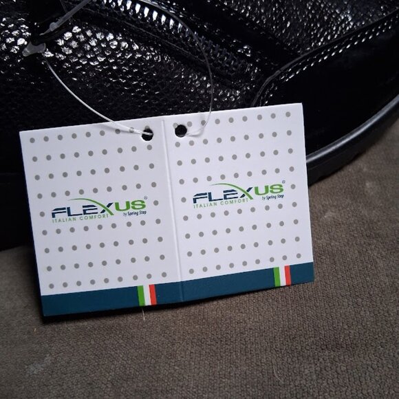 Flexus by Spring Step Concha Black Patent Leather Wedge Shoes New In Box Sz 8.5 - Picture 7 of 10